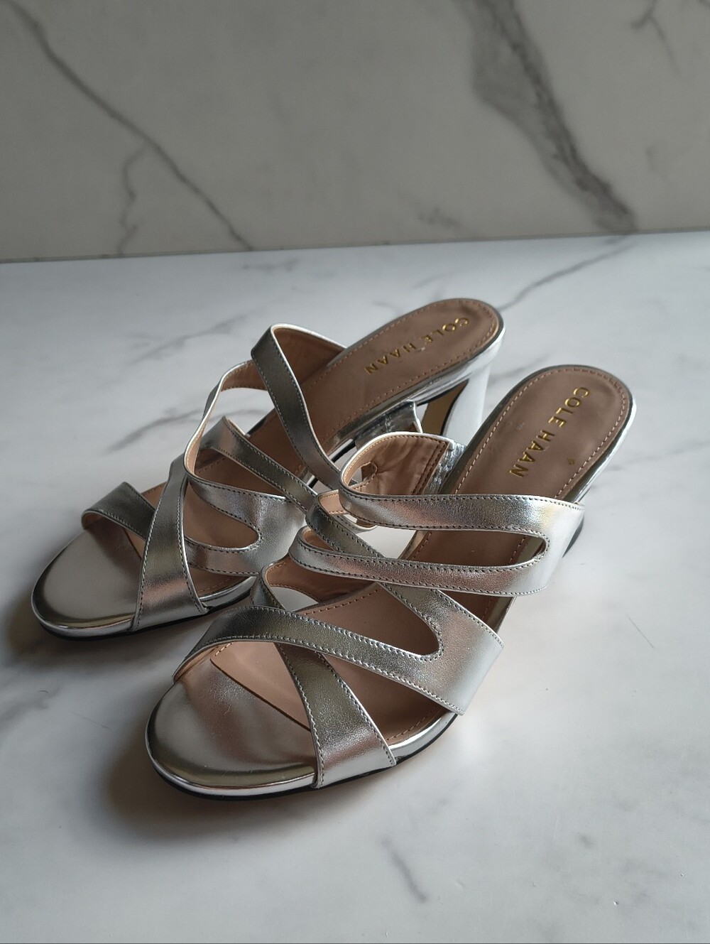 Cole Haan Alyse Metallic Block Heel Sandals